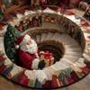 Generic 3D Tappeto Natale Rotondo Babbo Natale (60*60cm/24*24in,Modèle 1) | Stupendo tappeto rotondo a illusione 3D con Babbo Natale, antiscivolo, pelo morbido, decorazione per soggiorno e ingresso