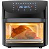 Garvee Friggitrice ad aria digitale 18L - Schermo tattile 1800W - 10 programmi - Girarrosto - Circolazione rapida 360° - Risparmio energetico - Accessori Senza BPA - Facile da pulire - Nero - Standard