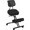 HOMCOM Sedia Ergonomica Posturale, Schienale, Regolabile in Altezza, Nero | Sedia Inginocchiata in Rete, Ruote a Freno, Cuscino Spesso, per Ufficio Casa, Sgabello Ergonomico, Allevia Mal di Schiena