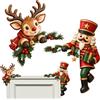 BSITSSS 2 Pezzi Decorazione Natalizia per Porta,Decorazione Angolare Natale | Decorazioni Natalizie, Renna Natalizia Schiaccianoci Angolare per Porta, Natalizia Cornice per Porta Casa Soggiorno Parete