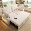 Lekvvied Divano letto matrimoniale a 2 posti con USB e Type-C,divano 2 posti con funzione letto e vano contenitore,divano letto con portabicchieri,divani trasformabile,tessuto ciniglia,Beige