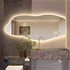 Decmiroor Specchio da Bagno a Forma di Nuvola Irregolare con Luci LED, 120 * 60 cm Asimmetrico Specchio da Parete senza Cornice, 3 Colori di Luce Dimmerabile, Anti-Nebbia(Rightcut,120 * 60cm)