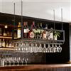 bimiti Scaffale per vino da appendere, altezza regolabile scaffale per vino | in metallo, per bicchieri, champagne, bicchieri, 2 strati, armadietto da vino moderno in metallo, per bar, caffetterie