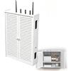 LIKANGLONGJU Porta Modem da Parete Armadio Router Ordine Casa Gestione Cavi Salotto | Composito Pvc, Legno e Plastica, Design a Doppia Anta, Scatola Organizer per Cavi(45x11x52cm/18x4x20in)