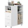 WOLTU Cassettiera Scrivania con 2 Cassetti, Bianco, 30x60x70 cm | 3 Scomparti Aperti, Ripiano Laterale Regolabile e Rimovibile, con Ruote Girevoli Bloccabili, per Ufficio e Studio
