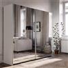 Forte Scach & Matte Armadio 190 con 2 ante a specchio, in legno bianco, larghezza 190,1 cm, altezza 190,5 cm, profondità 61,2 cm