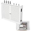 LIKANGLONGJU Porta Modem da Parete Armadio Router Ordine Casa Gestione Cavi Salotto | Composito Pvc, Legno e Plastica, Design a Doppia Anta, Scatola Organizer per Cavi(54x11x42cm/21x4x16in)