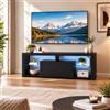 hitsuki Mobile TV 140 x 35 x 50,5 cm con illuminazione LED, nero, vani a giorno | Mobile TV nero con illuminazione a LED e vetro temperato da 5 mm, design moderno, pratico per soggiorno
