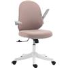 HOMCOM Sedia da Ufficio Ergonomica con Braccioli Ribaltabili Girevole Rosa | Sedia da Scrivania Imbottita, Altezza Regolabile, Rete Traspirante, Portata 120kg