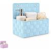VIRSUS 1 Portaoggetti in Tessuto, Trama intrecciata a 1 Piano, misura 25x15x22 cm, Tasche portatutto, occhielli per sostegno a parete, mensola per accessori bagno Vari Colori (celeste shabby) - 1629C