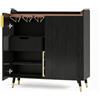 Garvee Mobile bar moderno freestanding con ante scanalate - portabottiglie 9 posti e portacalici - cassetto e vano contenitore, gambe in metallo - credenza buffet per cucina/sala da pranzo/soggiorno