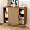 Generic Madia con 2 ante scorrevoli ripiano regolabile mobile laterale per soggiorno sala da pranzo cucina mobile contenitore stile country armadio 100x90x37 cm colore legno