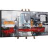 YS-Art Quadro Dipinto a Mano Originale - Astratto Geometrico Grigio Rosso