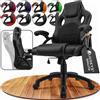 Juskys Sedia racing da scrivania Montreal ergonomica regolabile in altezza e imbottita portata 120 kg Sedia da ufficio girevole Sedia da gaming per PC - nero