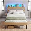 Yumzest Struttura Letto Singolo Ferro 90 x 200 cm, Letto con Led con USB | letto con Contenitore, porta USB-A e USB-C, ripiano per testiera e ripiano laterale, portaoggetti sotto il letto