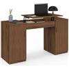 IDMarket - Scrivania con piano di lavoro ribaltabile, 140 x 50 cm, modello Juliette, 2 ante, lamelle, listelli in legno, effetto noce