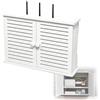 LIKANGLONGJU Porta Modem da Parete Armadio Router Ordine Casa Gestione Cavi Salotto | Composito Pvc, Legno e Plastica, Design a Doppia Anta, Scatola Organizer per Cavi(48x11x31cm/19x4x12in)