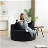luckdect Divano rotondo in velluto a coste, 110 cm, poltrona comoda con braccioli, 3 cuscini inclusi, nero