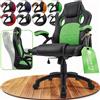 Juskys Sedia racing da scrivania Montreal verde| Braccioli imbottiti e schienale ergonomico | Sedia da ufficio Sedia girevole Sedia da gaming