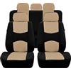 EZVEZS Set di 9 coprisedili per auto, set completo di coprisedili per auto, in poliestere, traspirante, per sedili anteriori e posteriori, lavabile, per interni dell'auto (beige)