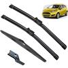 Autopixl Qualità OEM Set di spazzole tergicristallo anteriore posteriore for Ford Fiesta MK6 / MK7 nel Regno Unito 2008 2009 2010 2011 2012 2013 2014 2015 2016,26+15+12 Vestibilità perfetta per parabrezza (