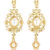 COOLSTEELANDBEYOND Orecchini Pendenti con Perla per Donna, Design Filigrana Dorato | Finta Perla Ovale, Charm Goccia, Dettagli Ispirati al Vintage e Regalo Raffinato per Lei