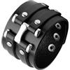 TEHAUX Bracciale Uomo in Cuoio Nero e Metallo, Stile Punk Retrò, Comodo da Indossare, per Eventi Formali e Uscite Casuali