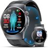 Marsyu Smartwatch con Pressione Sanguigna a pompa d'aria/ECG/Acido Urico(Nero) | 1.56''AMOLED Salute Orologio con Lipidi/Schlaf/EDA/BMI/HRV,Chiamata Bluetooth,Pulsante SOS,Condivisione dei Dati Sanitari