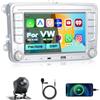 Hikity 7 DSP Autoradio per VW Golf 5 Golf 6 Skoda Polo Passat Tiguan Touran | IPS 2 Din Radio con Wireless CarPlay Android Auto Bluetooth Vi-Link DSP FM/RDS EQ Schermo Diviso USB Telecamera Microfono