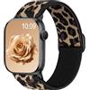 Maledan Solo Loop Nylon per Cinturino Apple Watch 44mm 45mm 46mm 49mm 42mm | Cinturino Sportivo in Nylon Elasticizzato per iWatch Series 12 11 10 9 8 7 6 5 4 3 2 1 SE Ultra, Donna Uomo, Leopardo