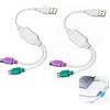 FinalCool 2 Pezzi Adattatore Convertitore da PS2 a USB per KVM Tastiera e Topo | Chip Integrato, Non Richiede Driver, Plug and Play, per PC, Bianco