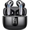 IKT Cuffie Bluetooth, 2024 Auricolari Bluetooth 5.3 Stereo HiFi con 4 HD Mic, Cuffie Wireless In Ear ENC Cancellazione Rumore, Cuffie Senza Fili con LED Display 50 Ore, Nero