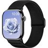 Maledan Solo Loop Nylon per Cinturino Apple Watch 44mm 45mm 46mm 49mm 42mm | Cinturino Sportivo in Nylon Elasticizzato per iWatch Series 12 11 10 9 8 7 6 5 4 3 2 1 SE Ultra, Donna Uomo, Nero