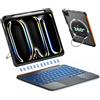 DANCESOUL Custodia per iPad Pro da 11 pollici con tastiera (M5 M4 2025 2024), tastiera retroilluminata staccabile magnetica, trackpad, supporto girevole a 360, portapenne, protezione completa per iPad