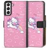 DeinDesign Custodia a Portafoglio Compatibile con Samsung Galaxy S21 5G Custodia per Cellulare di Similpelle Nera Cover a Libro Hello Kitty Prodotto Ufficiale su Licenza Unicorno