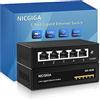 NICGIGA Switch Gigabit Ethernet a 5 porte non gestito, splitter Ethernet di rete, montaggio da tavolo o a parete, senza ventola, plug and play, alloggiamento in metallo, mini body