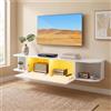 buybyroom Mobile TV a Muro con LED e Spazio | Mobile TV in Legno Autoportante per TV 32-65 Pollici, Mobile TV a Muro, Bianco, 180x38,5x30cm