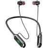 GZLMMY Auricolari wireless con archetto da collo con schermo a colori, tempo di riproduzione 100 ore, slot per schede TF e batteria BT5.4 a lunga durata auricolare sportivo (nero)
