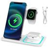 LEVMEK Stazione di Ricarica 3 in 1 Pieghevole per iPhone 16/15/14/13/12/11 Pro Max | 15W Caricatore Wireless Rapido perBase di Ricarica Induttiva per Apple Watch 10/9/8/SE e Pods Pro/4/3