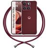 ANFAIRLACE Cover Cordino Compatibile con Motorola Edge 70 Pro, Rosso | Custodia Trasparente TPU Morbido Silicone Regolabile Antiurto Laccio Cuscino d'Aria