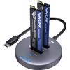 WAVLINK M.2 NVMe SSD Cloner, 10G Dual-Bay NVMe to USB-C/A Docking Station, Supports One-Click Offline-Clone, 2x8TB Capacity, UASP, Tool&Driver-Free, Design for SSDs in Size 2230/2242/2260/2280/22110