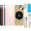 BAYERQ Vetro posteriore di ricambio compatibile con iPhone 13, grande foro per fotocamera, kit strumenti di riparazione - vetro temperato cover batteria (rosa)