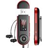 ODEJOI Lettore MP3 64 GB Bluetooth 5.3, blocco tasti, clip, 28 g | Clip sportivo, USB diretto, fino a 20 ore di autonomia, radio FM, registrazione vocale e riproduzione per cartelle.