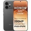 HONOR 600 Smartphone 5G, 8+512GB, 6400mAh,200MP, IP68&IP69K, Black | Fotocamera Notturna Ultra-nitida da 200MP, Display Ultra Luminoso da 8000 nit telefono, Snapdragon 7 Gen 4, Dual SIM, NFC
