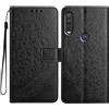 LMFULM® Custodia a portafoglio per Motorola One Action XT2013 (6,3 pollici), in pelle PU, con chiusura magnetica, motivo mandala, fiori stampati, colore: nero