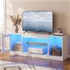 buybyroom Mobile TV con LED, Mobile Basso Autoportante, 148cm, 1-Bianco | Mobile TV in Legno con Spazio, Mobile Basso Autoportante per TV 32-65 Pollici, 148,5x32x51cm