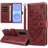 laddutoi Cover per Samsung Galaxy A57 5G Magnetica Flip Case, Rosso | Custodia con supporto, Portafoglio in Pelle, Slot per scheda, Wallet Cover con cordino, Protezione a 360 gradi, Mandala