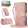 xinyunew Cover per OnePlus N6x, Fiori Custodia a Libro Portafoglio Antiurto in Pelle PU Flip Case Interna Silicone con Porta Carte, Supporto, Chiusura Magnetica e Cinturino, Rosa