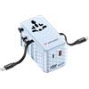 Verbatim GaN - Adattatore da viaggio 70 W, blu, con 2 cavi integrati e USB-C, USB-A, 2 connettori USA/JP, caricatore rapido universale per laptop, smartphone e molto altro ancora, utilizzabile in