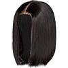 Generic Parrucca da donna corta a caschetto, capelli lisci e lisci con attaccatura frontale in tulle, colore nero, con mèches pre-arricciate (nero, taglia unica)